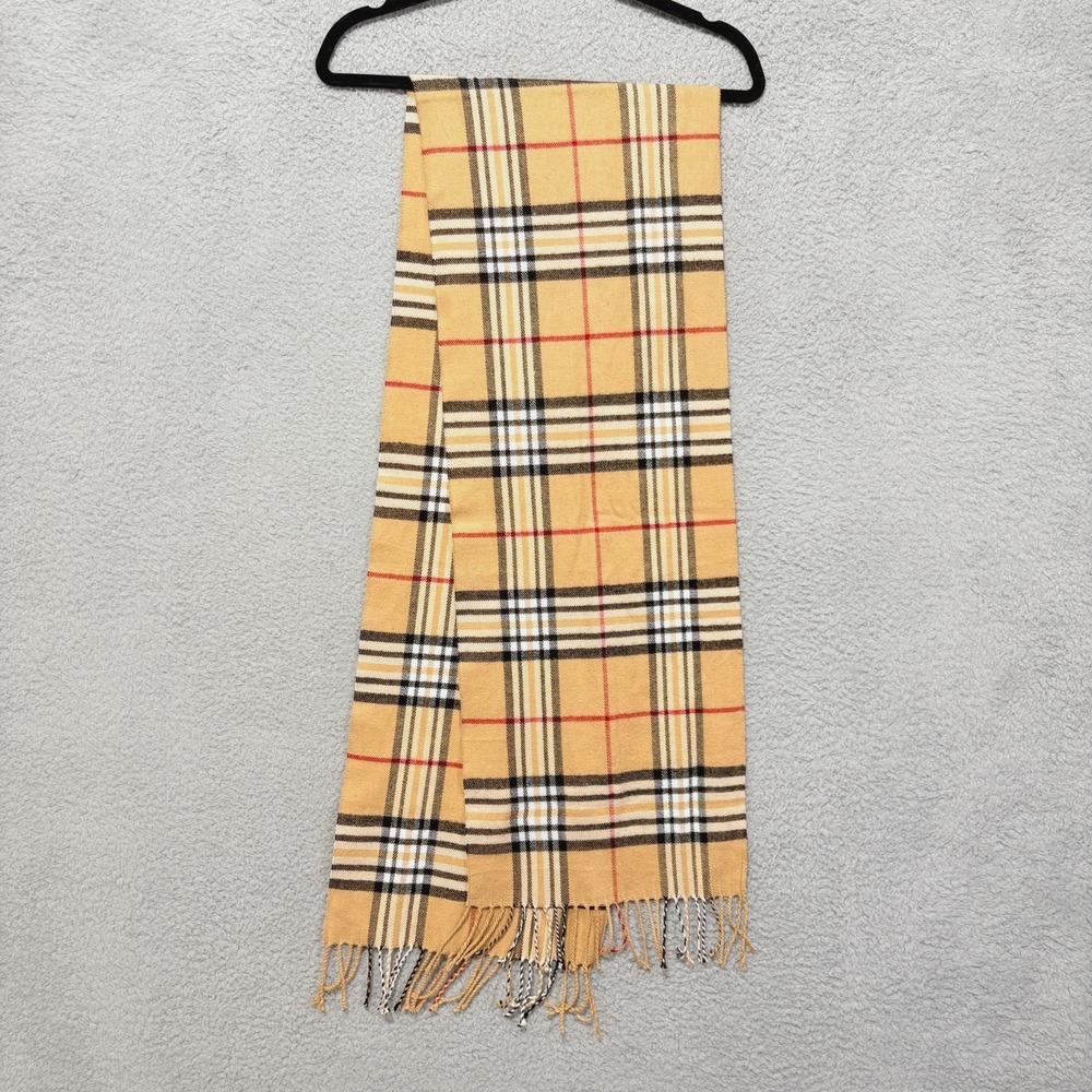100% Cashmere Scarf Camel Black Red White Classic British Check Heritage Plaid